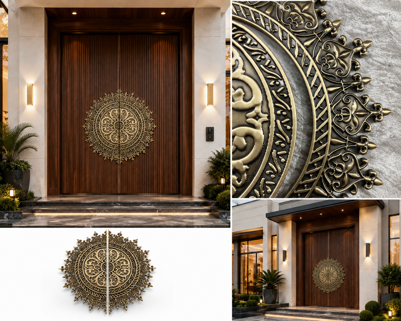 Graving Double Door Handle – Solid Brass Main Door Pull with Carved Detailing - Image 3