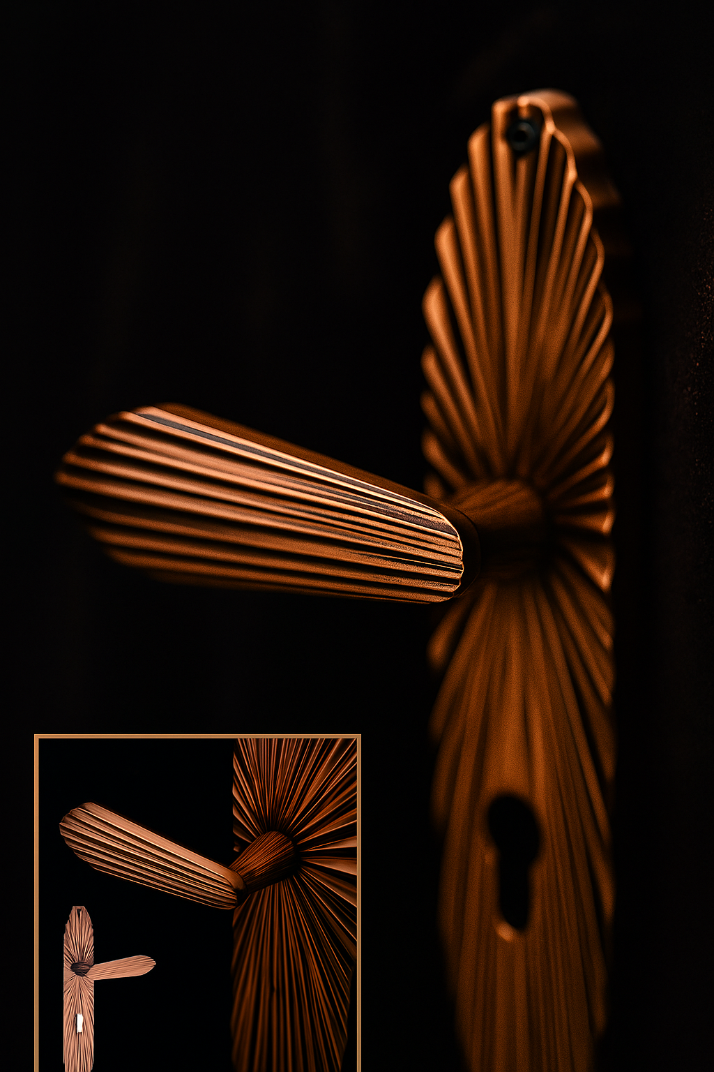 Close-up of high-quality brass mortice handle