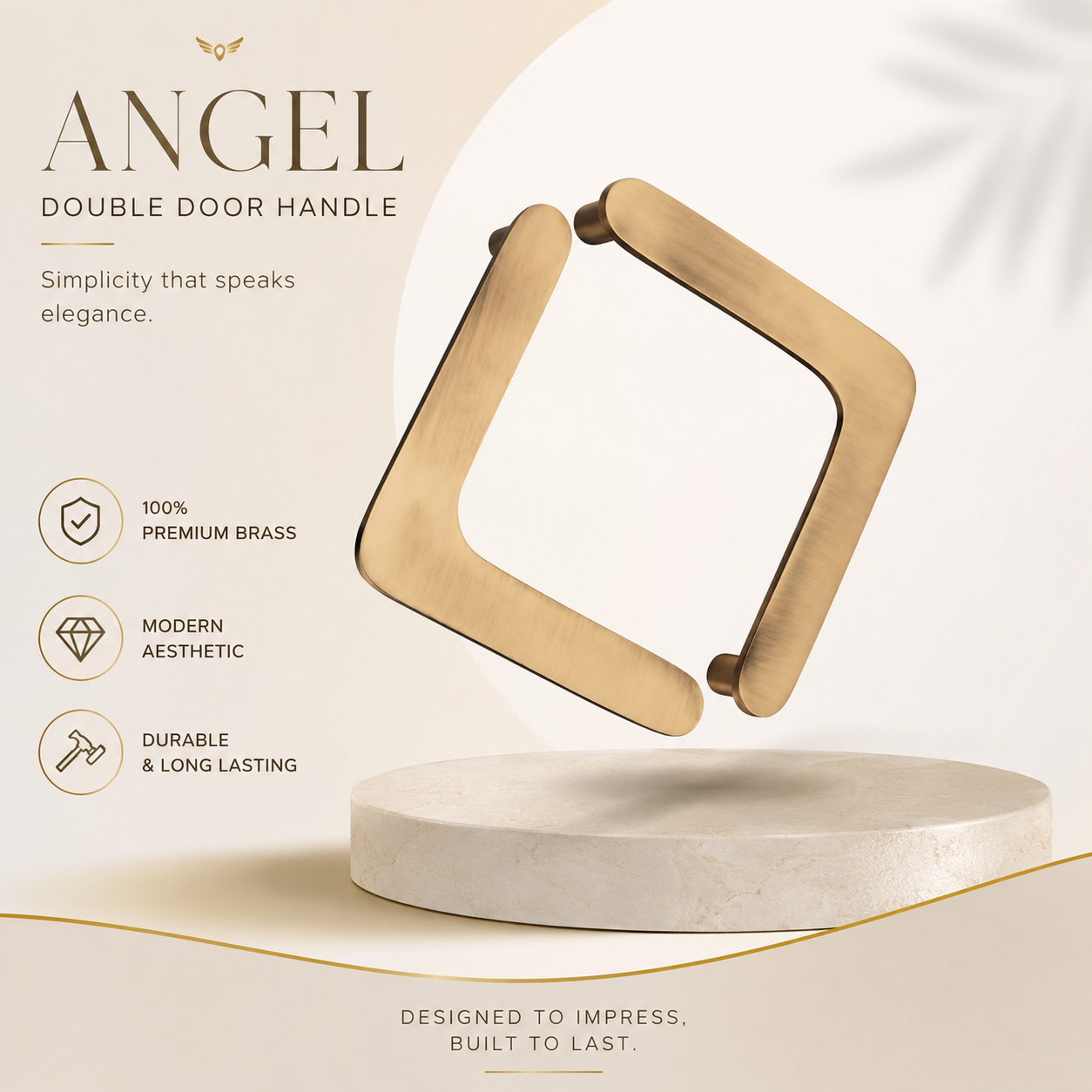 Double Door Handle – Angel Design | Premium Brass Finish