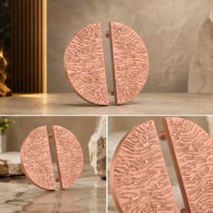 Double Door Handle – Crackle Design | Premium Brass Finish