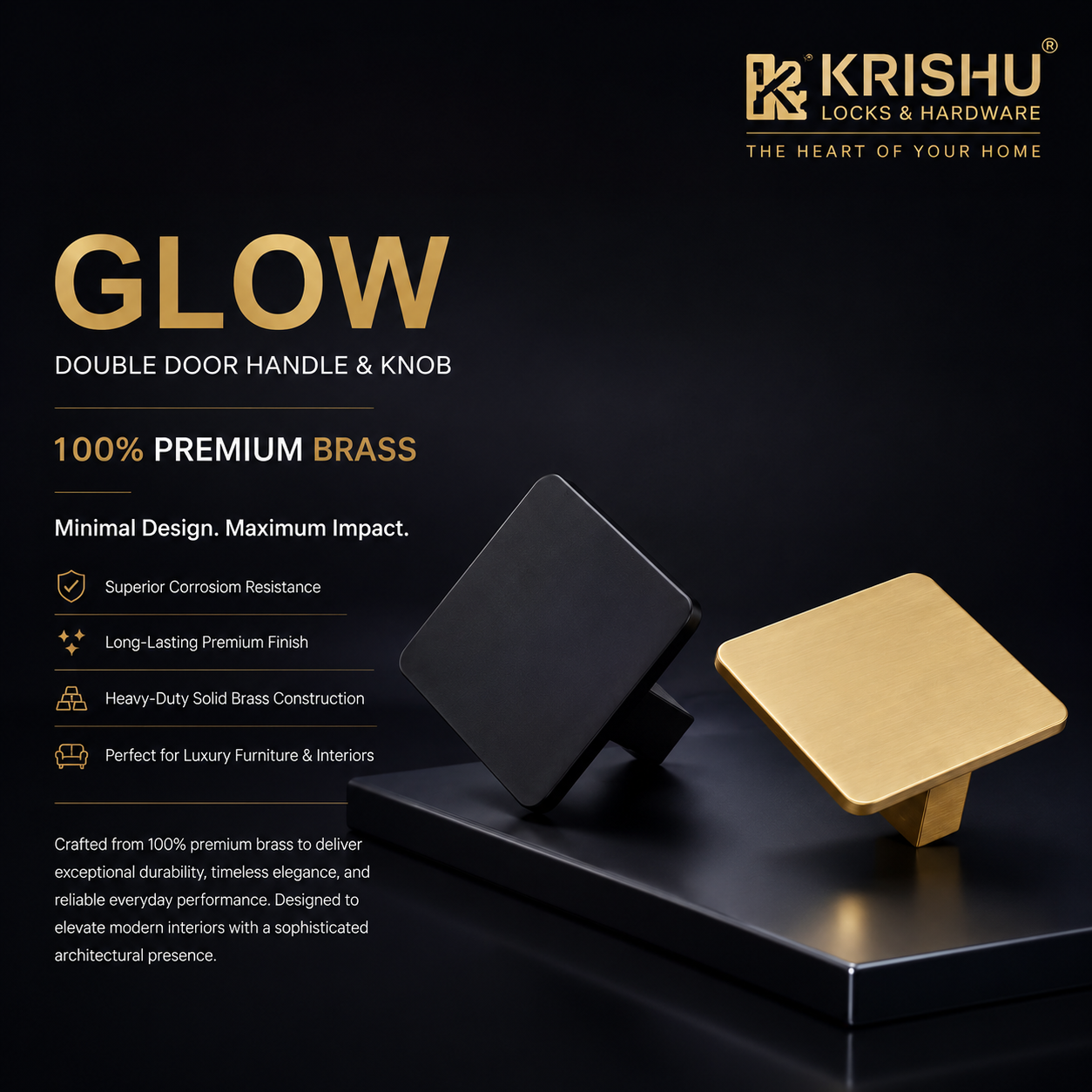 Double Door Handle & Knob – Glow | Radiant Design with Modern Elegance