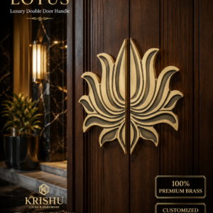 Double Door Handle – Lotus Design | Premium Brass Finish