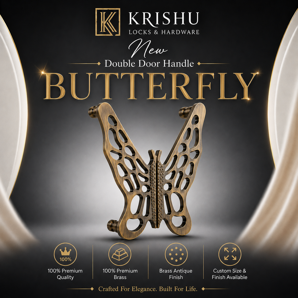 Double Door Handle – Butterfly Design - Classic