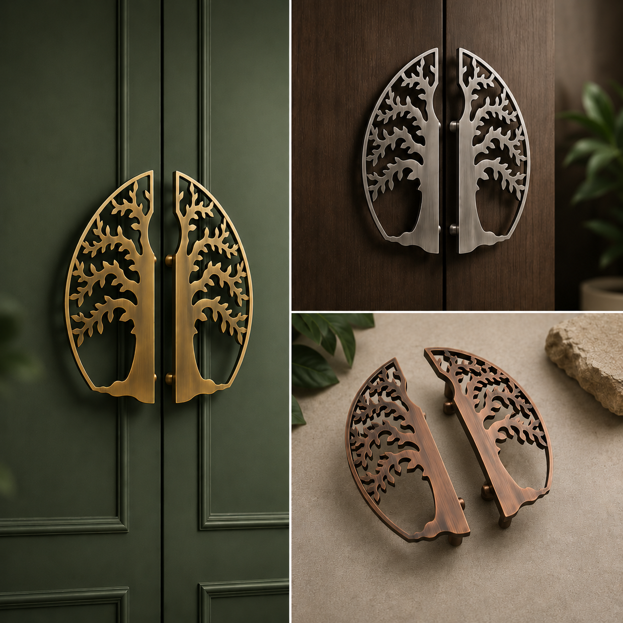 Double Door Handle – Tree Design - Classic Antique Finish - Image 3