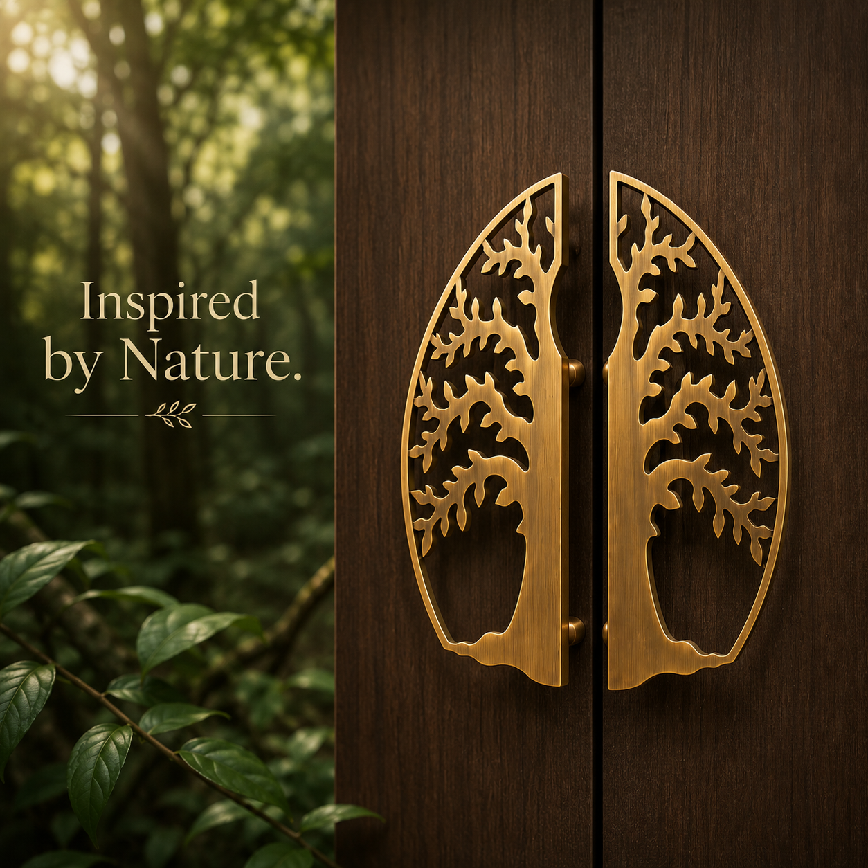 Double Door Handle – Tree Design - Classic Antique Finish - Image 2