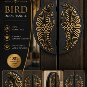 Double Door Handle – Bird Design | Premium Brass Finish