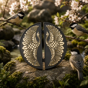 Double Door Handle – Bird Design | Premium Brass Finish