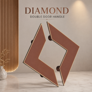 Double Door Handle – Diamond Design | Premium Brass Finish