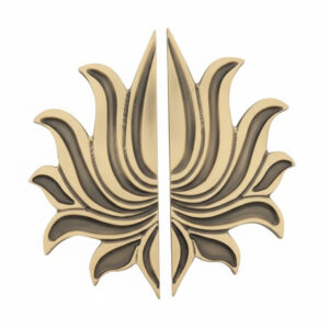 Double Door Handle – Lotus Design | Premium Brass Finish