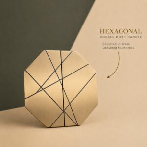 Double Door Handle – Hexagonal Design | Premium Brass Finish