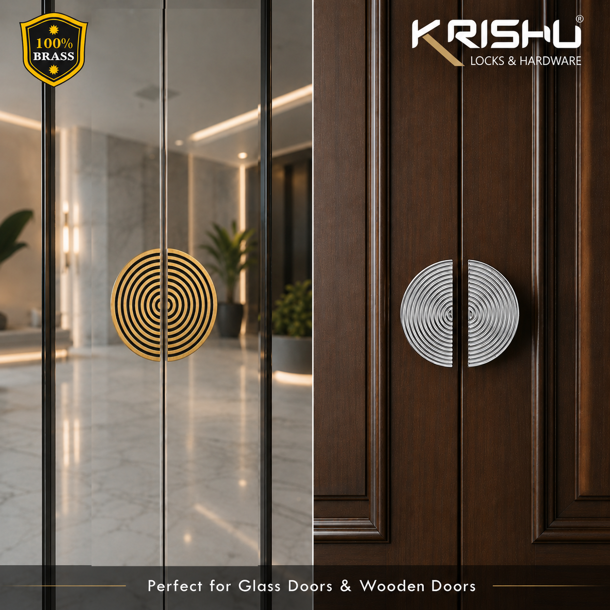 Double Door Handle – Kinzil Design | Premium Brass Finish - Image 4