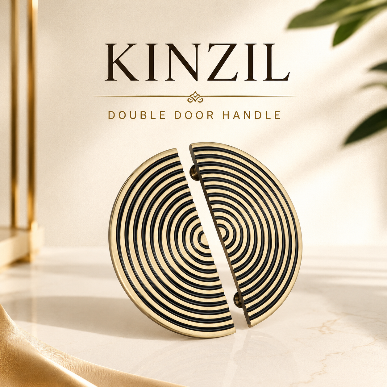 Double Door Handle – Kinzil Design | Premium Brass Finish