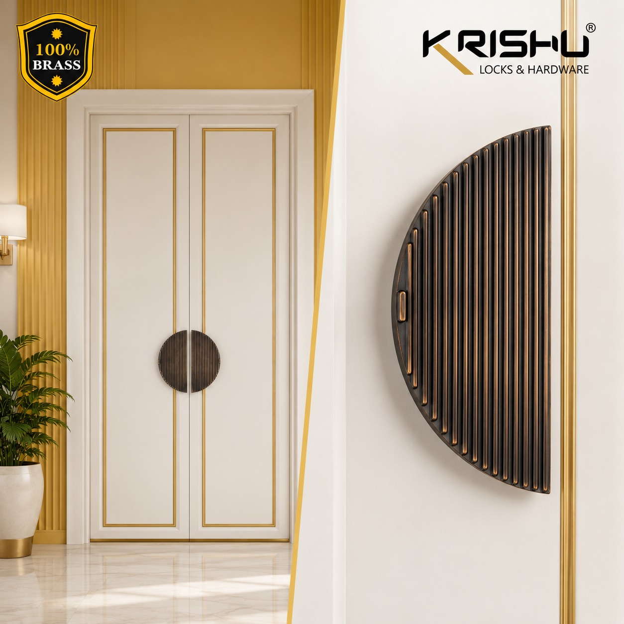 Double Door Handle – Sturdy Design | Premium Brass Finish - Image 4
