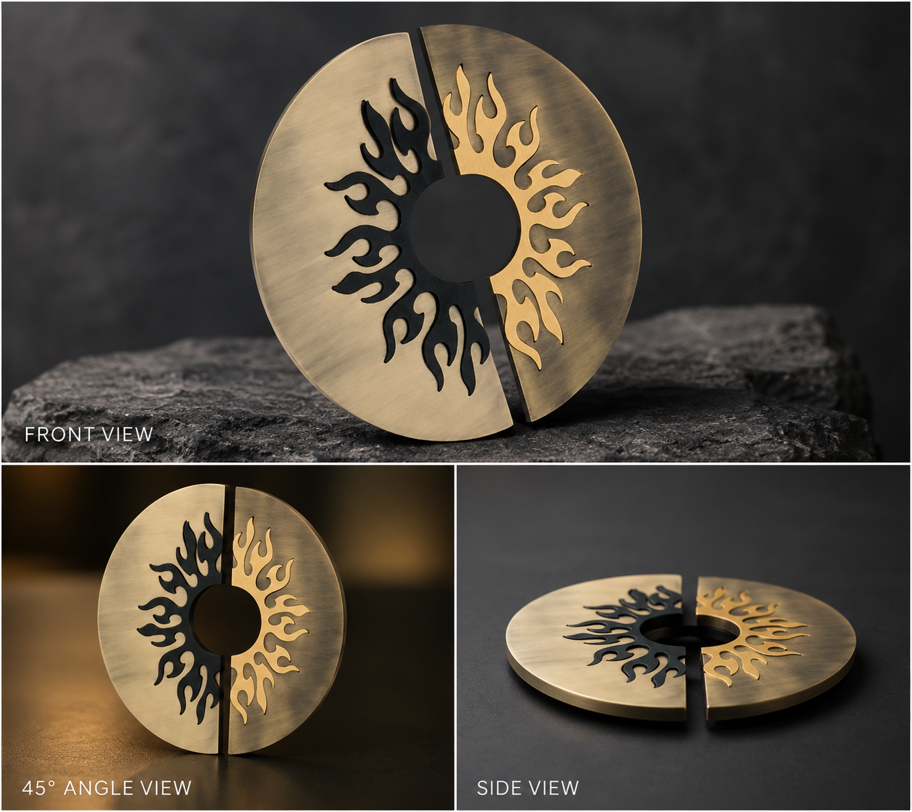 Double Door Handle – Sunflower Design | Premium Brass Finish - Image 4