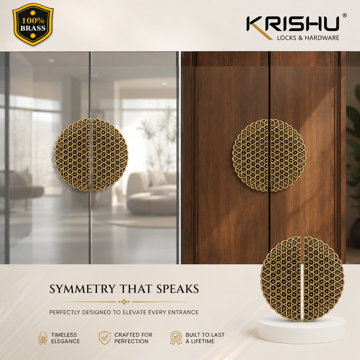 Double Door Handle Luxurious Design – Premium Solid Brass for Main Doors - Image 4