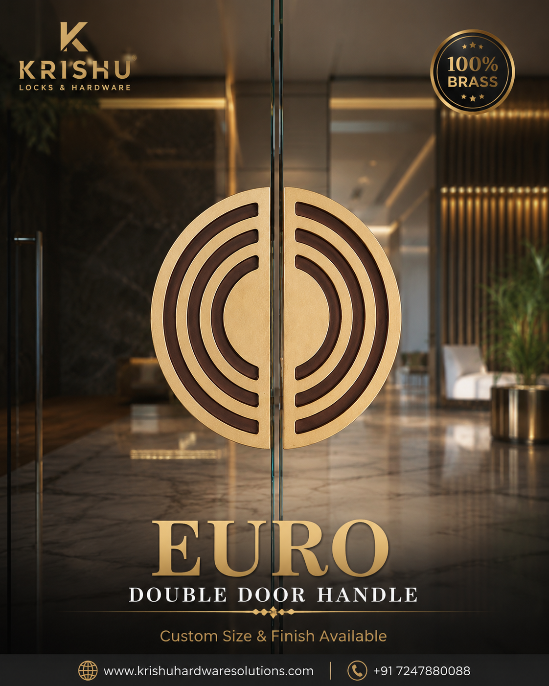 Double Door Handle – Euro Design | Premium Brass Finish