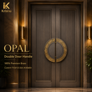 Double Door Handle – Opal Design | Premium Brass Finish