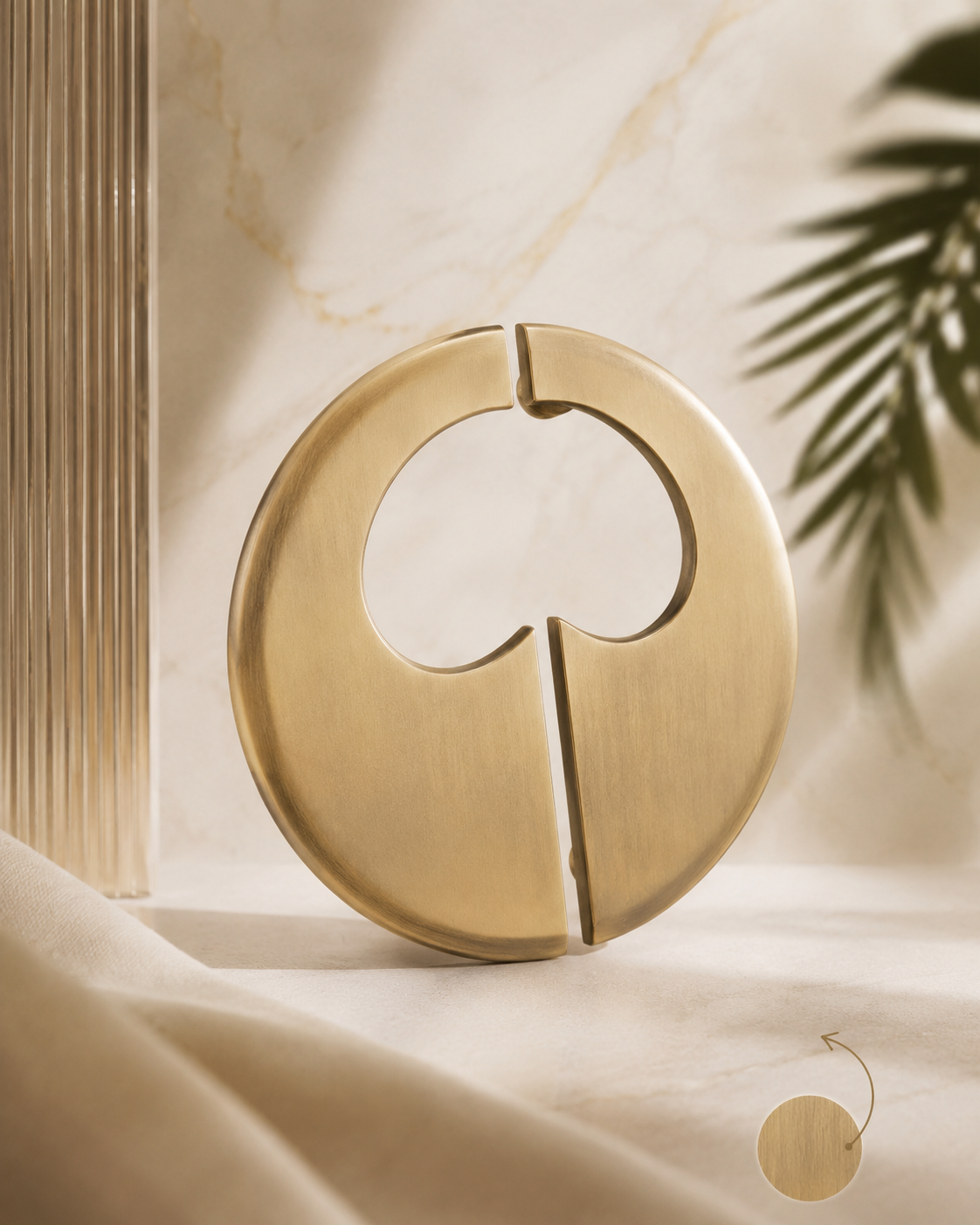 Double Door Handle – Heart Design | Classic Brass Finish - Image 2