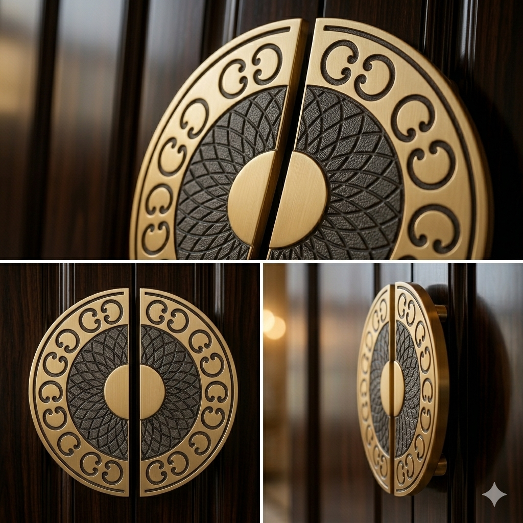 Double Door Handle – Vintage Design | Classic Brass Finish - Image 3