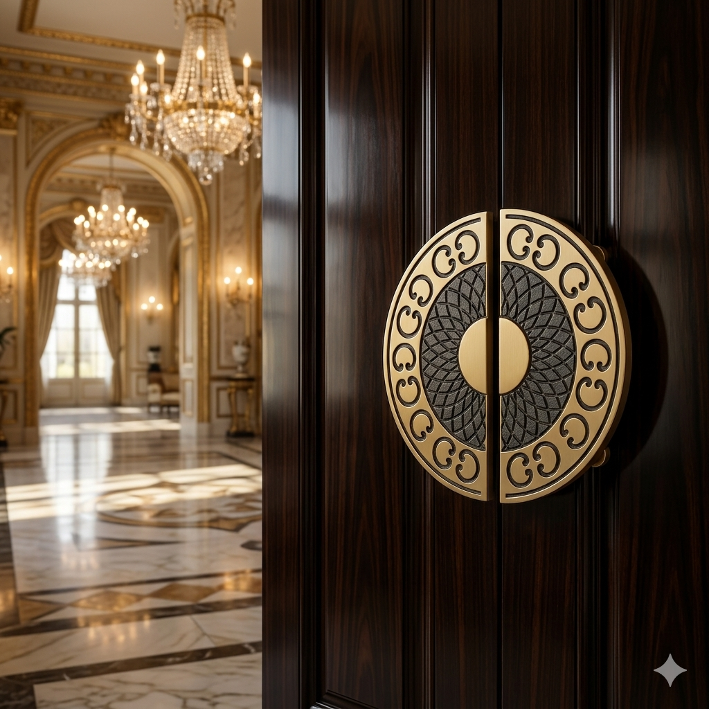 Double Door Handle – Vintage Design | Classic Brass Finish - Image 2