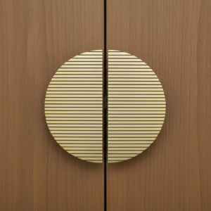 Double Door Handle – Linear Design | Classic Brass Finish