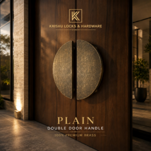 Double Door Handle – Plain Design | Classic Brass Finish