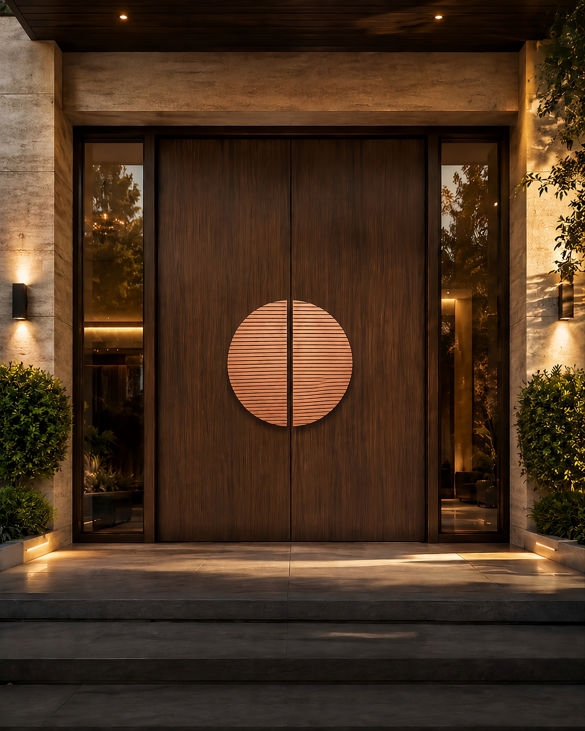 Double Door Handle – Linear Design | Classic Brass Finish - Image 3