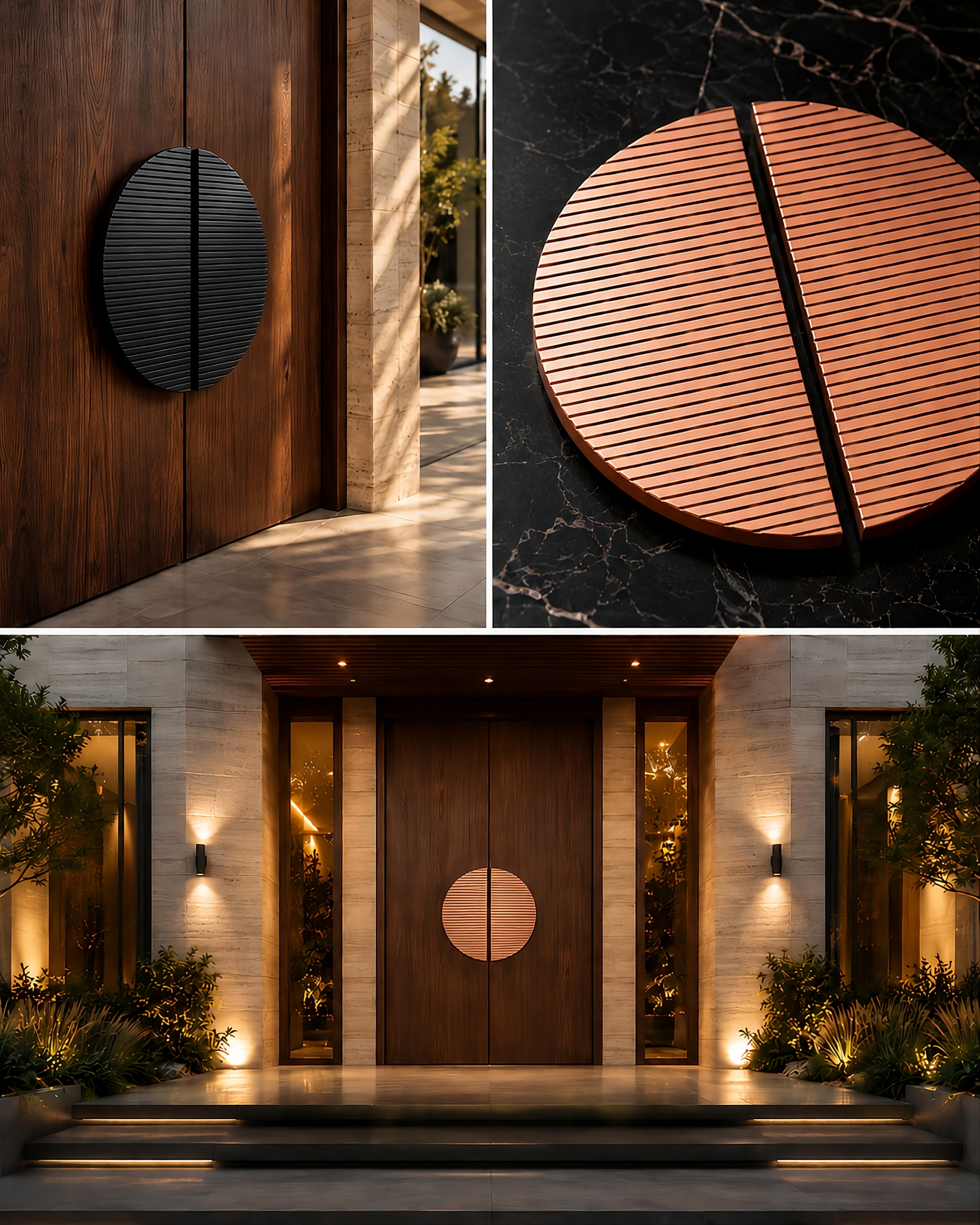 Double Door Handle – Linear Design | Classic Brass Finish - Image 4