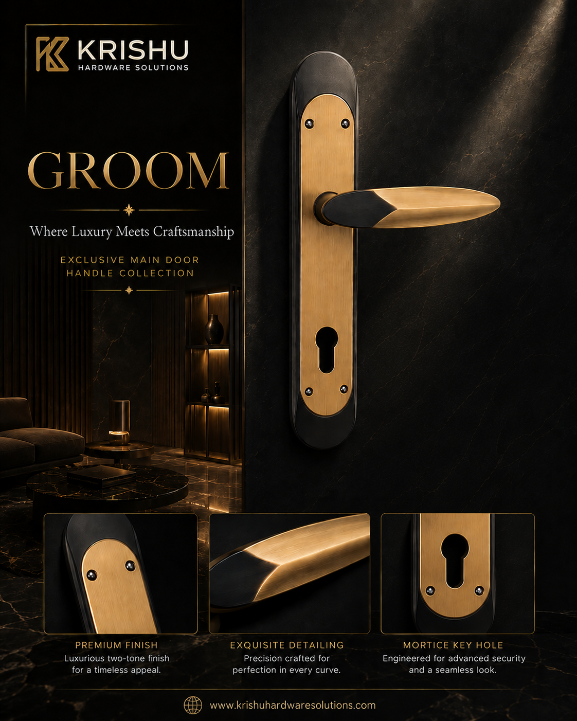 Premium Mortice Handle – GROOM - Image 3